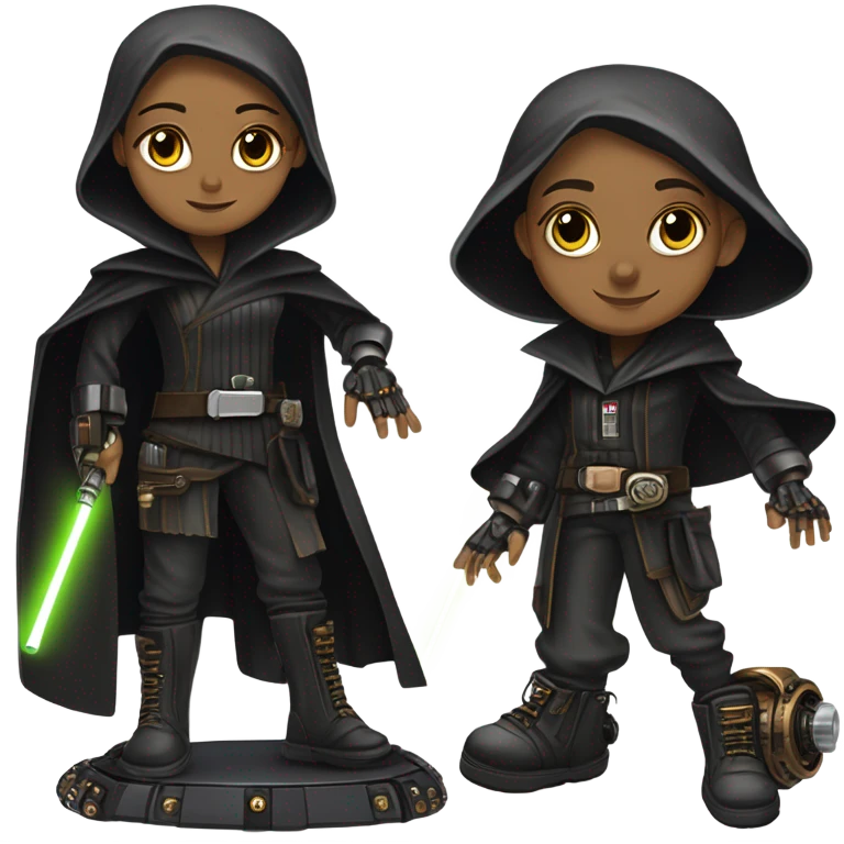 Jedi Wednesday Addams piloting a Jumpspeeder anti-gravity repulsorlift steampunk swoop emoji