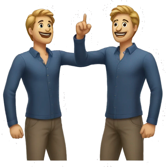 two guys pointing at each other emoji