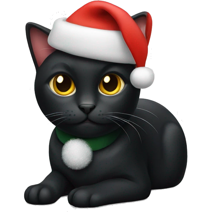 Black cat with Christmas hat emoji