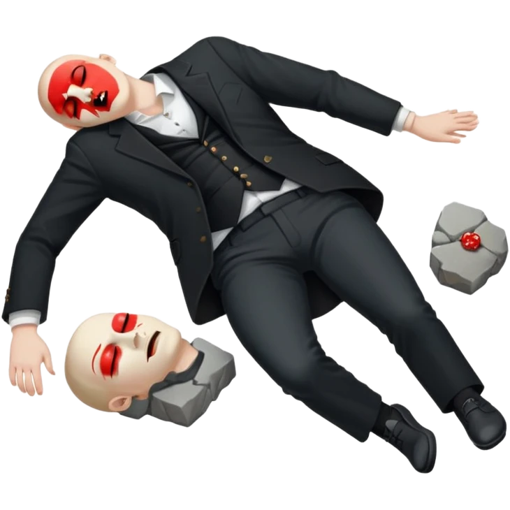 dead man full body with blazzer on floor with closed eyes emoji