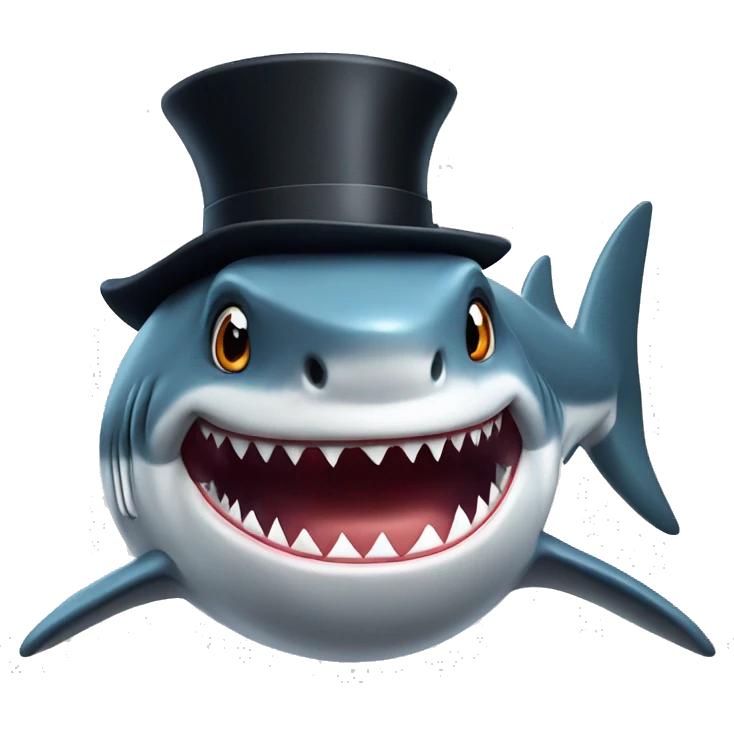 Shark with a top hat emoji