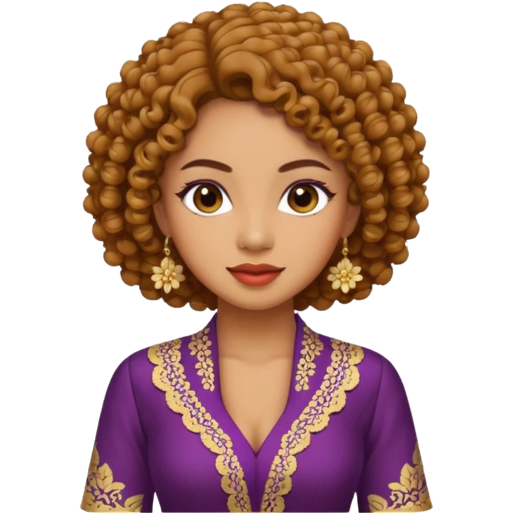 tan skin women, with Curly hair, wear kebaya  emoji