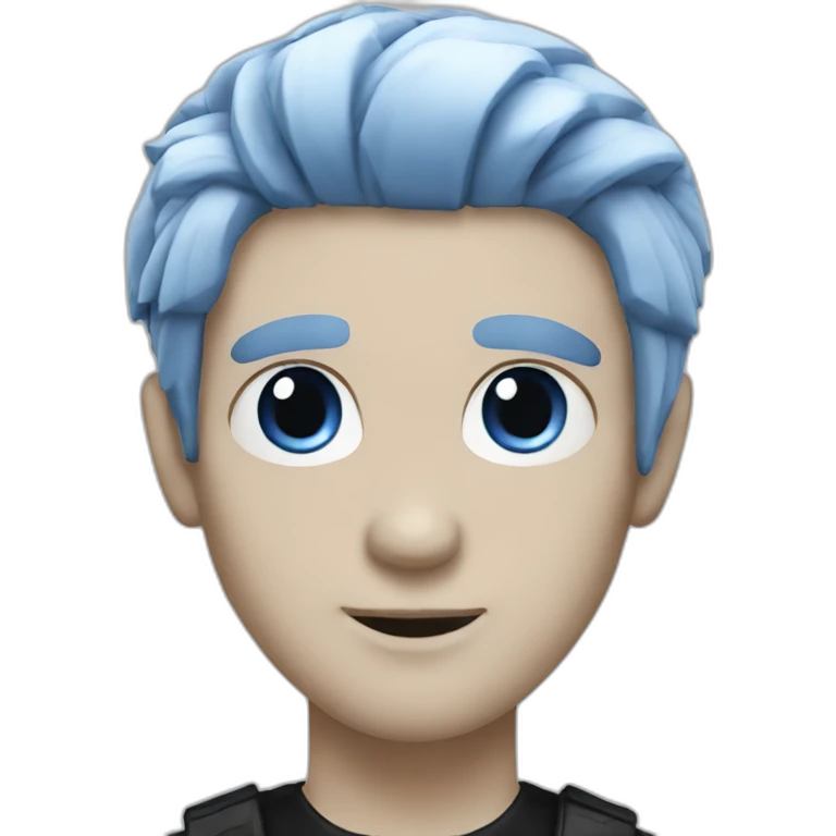 Goth white guy with blue and black hair emoji