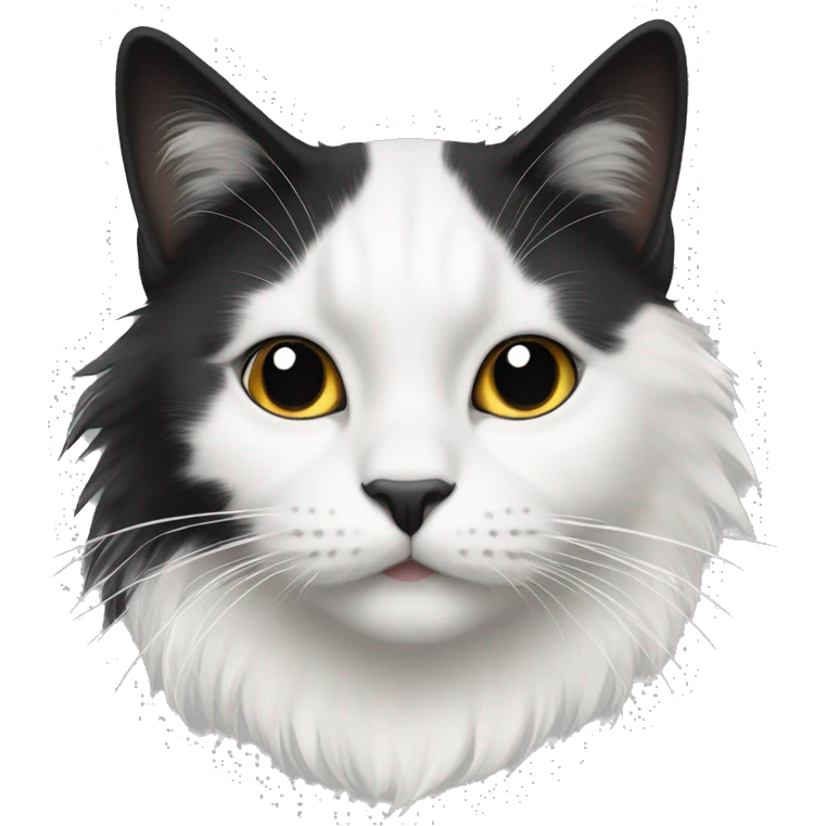 half Black and half white long hair cat with black spot on muzzle emoji