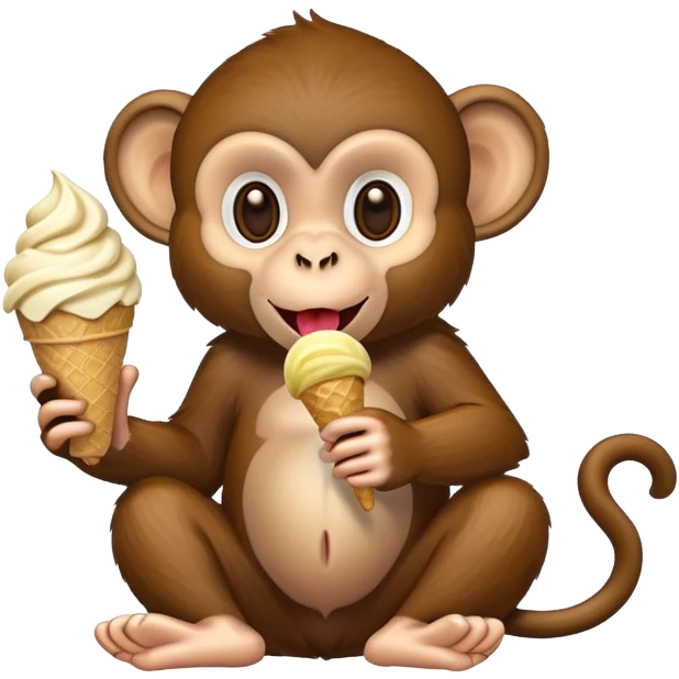 A monkey eating ice-cream emoji