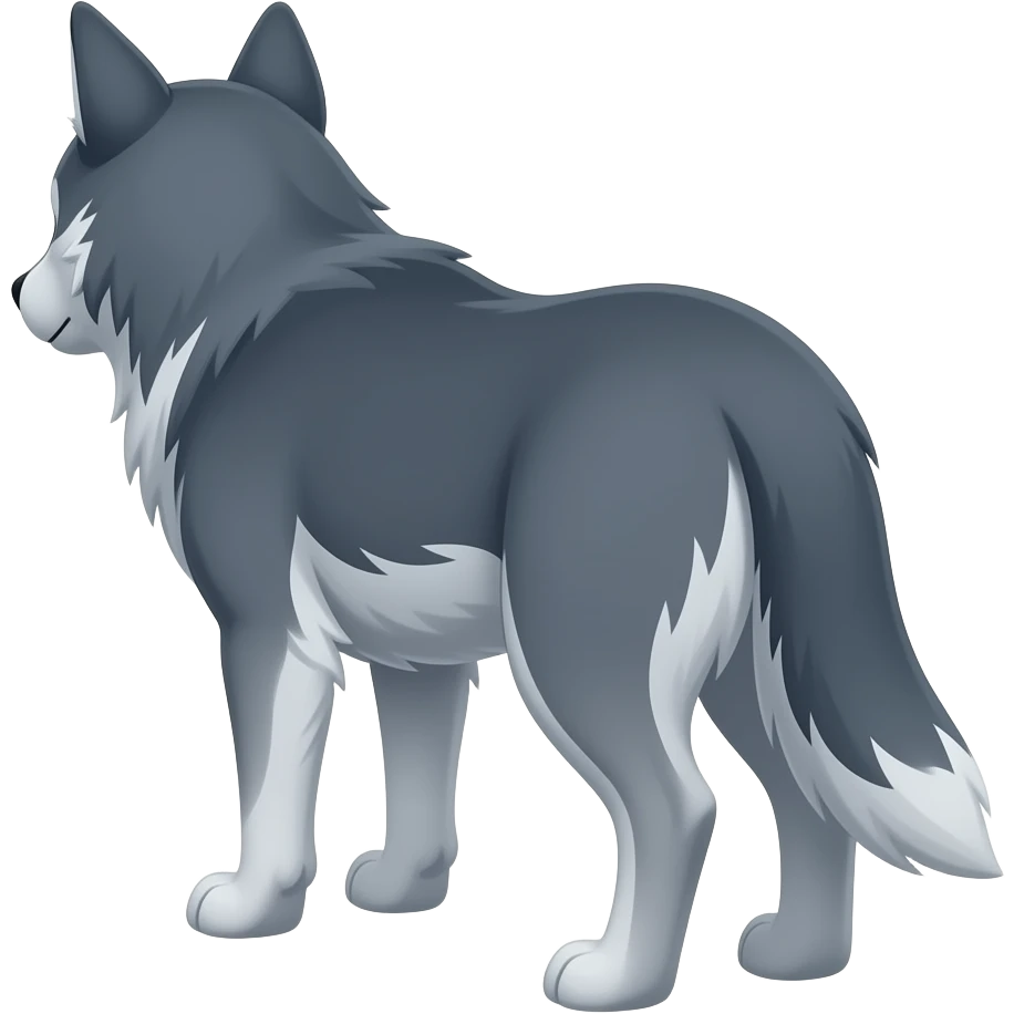 lobo animado  de espaldas pero de pie emoji