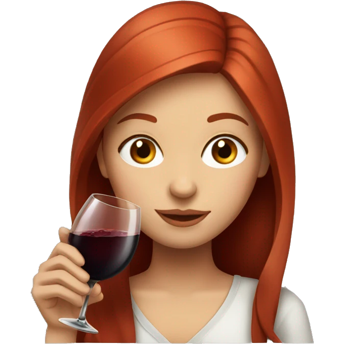 Portrait of a red-haired girl who drinks red wine emoji