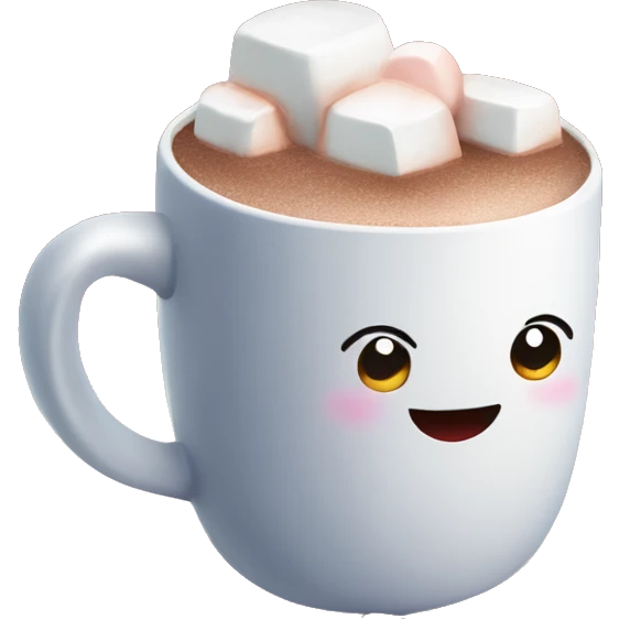 Hot cocoa with marshmallows in a Santa calls cup emoji