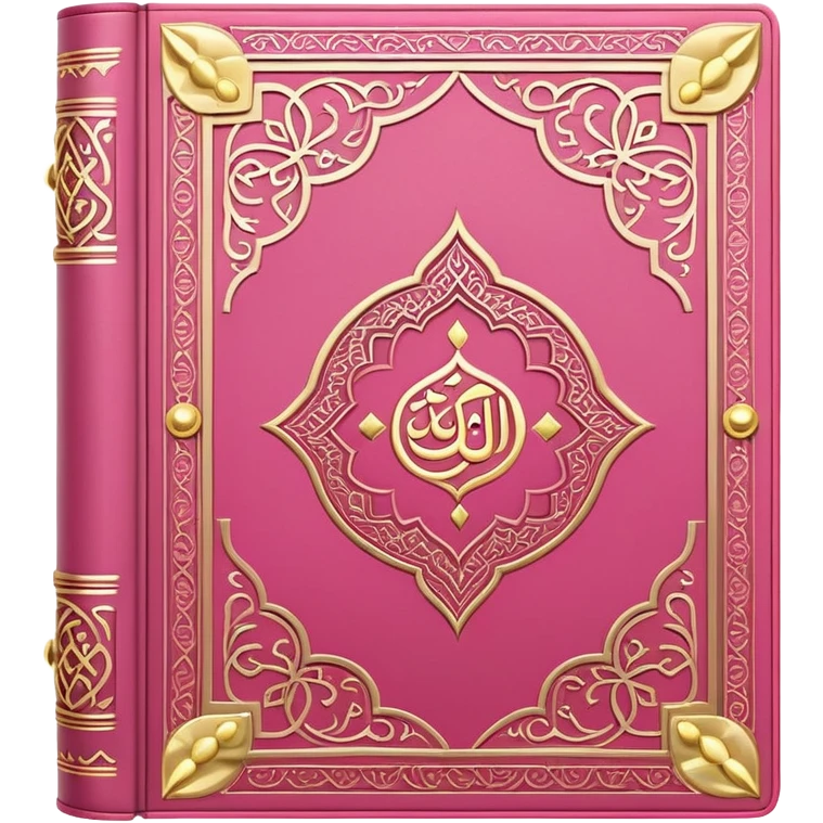 Pink Quran, Muslim holy book with decorative gold embellishments emoji