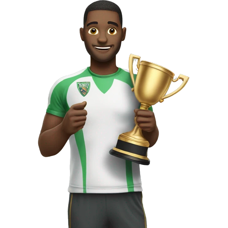 a man wth a champion cup emoji