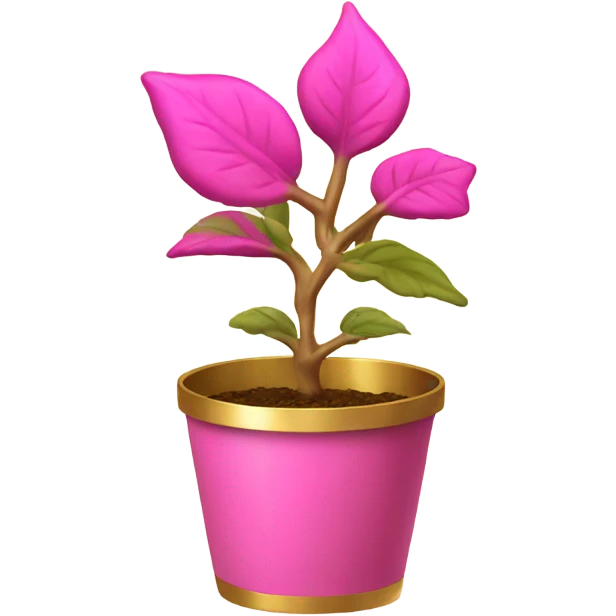 Pink plant in gold pot emoji