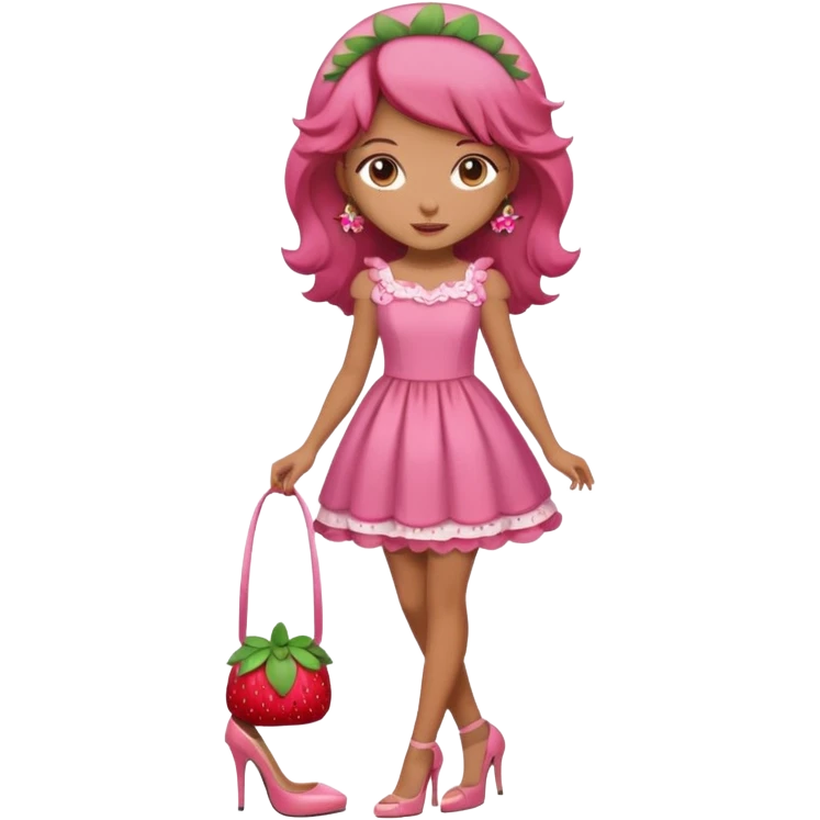 pretty and cute realistic modern day strawberry shortcake full body with high heels emoji