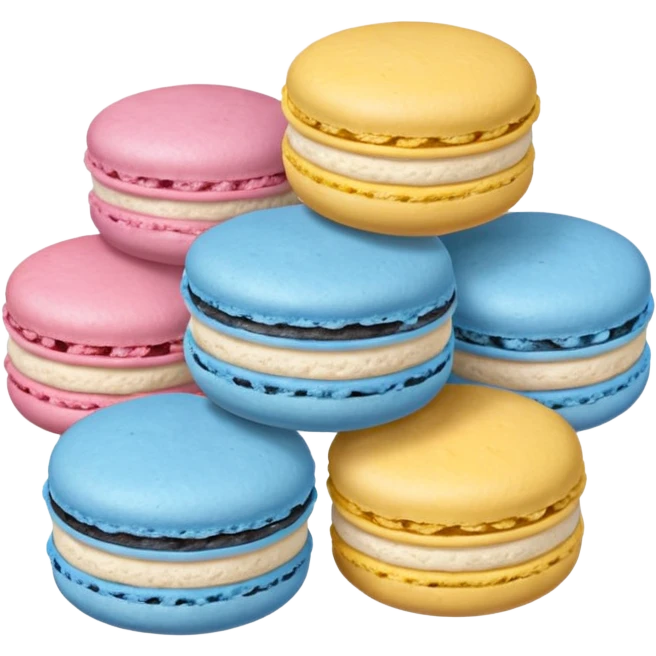 1 Blue Macaroon, 1 Pink Macaroon, And 1 Yellow Macaroon  emoji