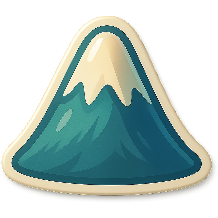 cartoon style sticker, single mountain symbol, simple and clear, no text emoji