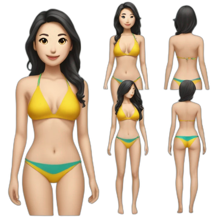 Sexy soft-fit wasian women bikini (beach body) (full body) emoji