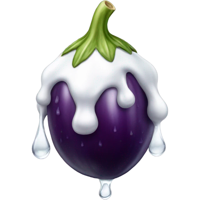 Eggplant with white drops coming out emoji