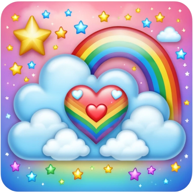 heart magic sparkles cloud rainbow heart emoji