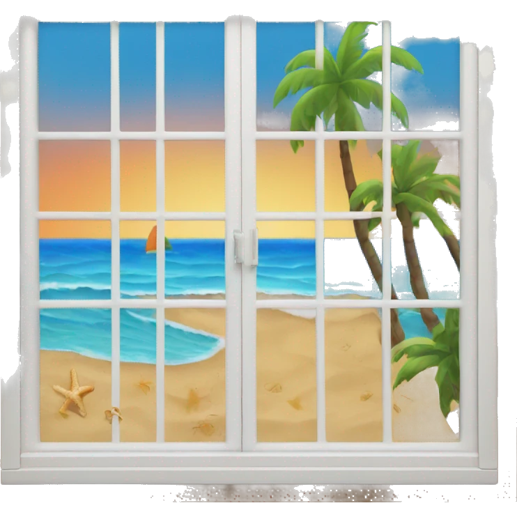 Beach scene window emoji