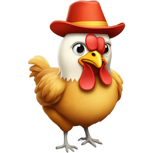 Chicken wearing a hat emoji