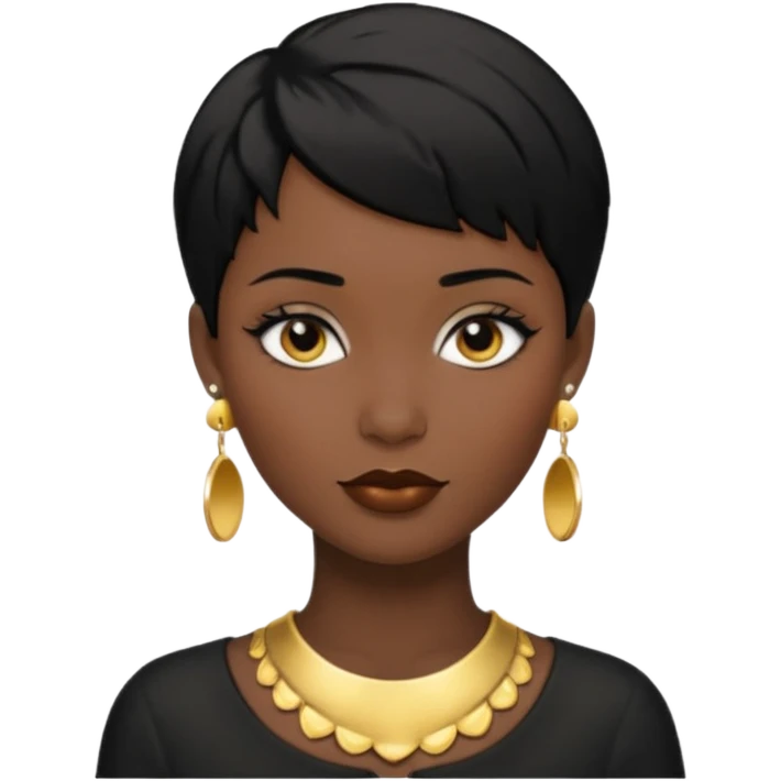 woman with black short hair and gold earring and black skin emoji