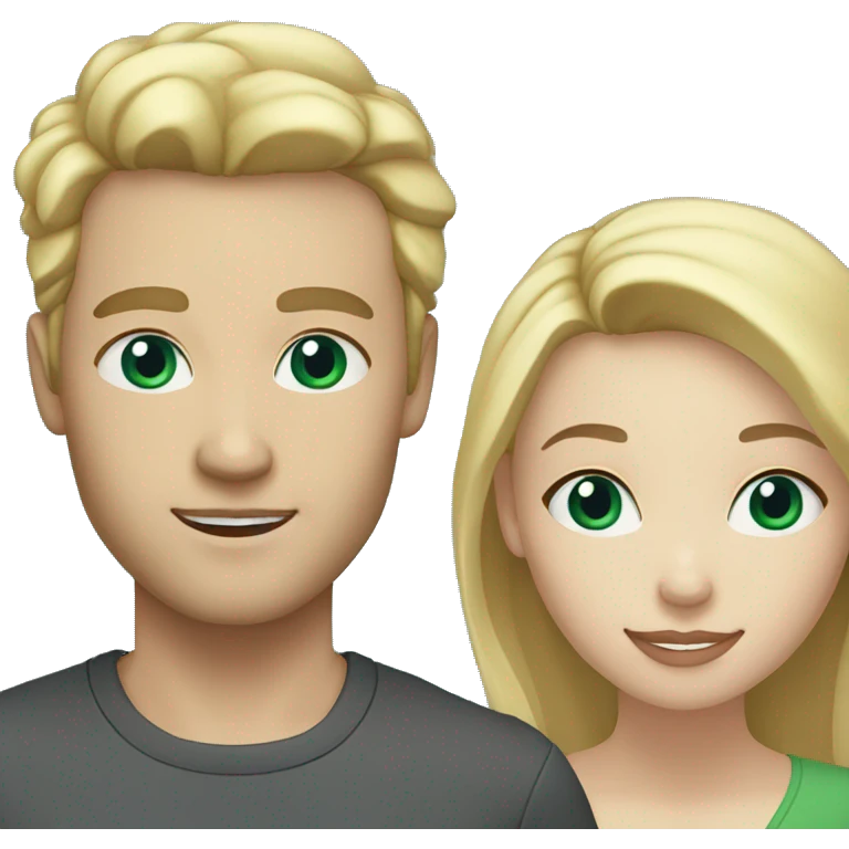 Woman with white skin, blonde hair and green eyes and man with light skin, blue eyes and blonde hair  emoji