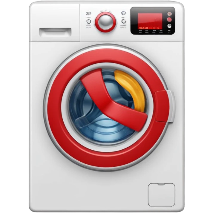 
washing machine mid-cycle with clothes tumbling inside emoji
