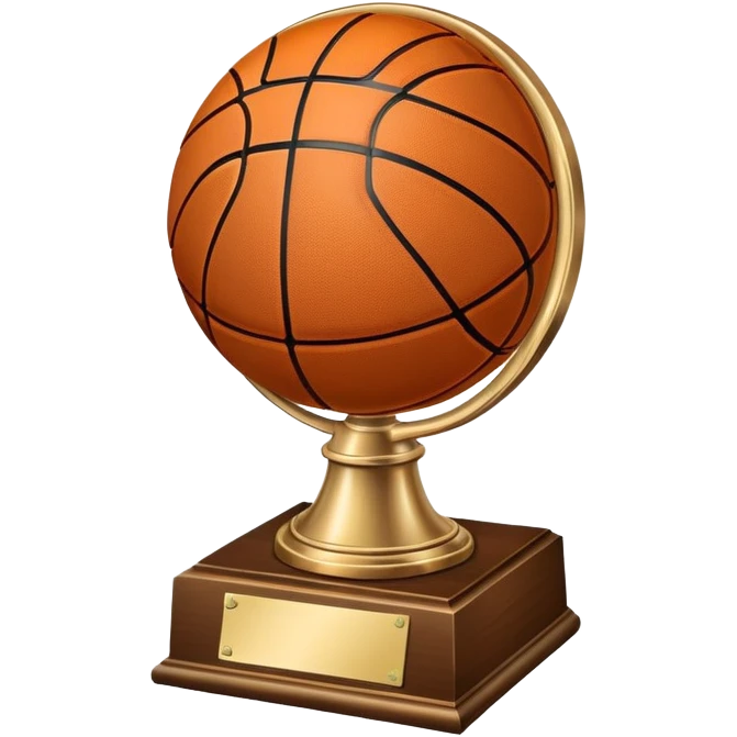 gleaming bronze basketball trophy, polished bronze basketball with classic seams emoji