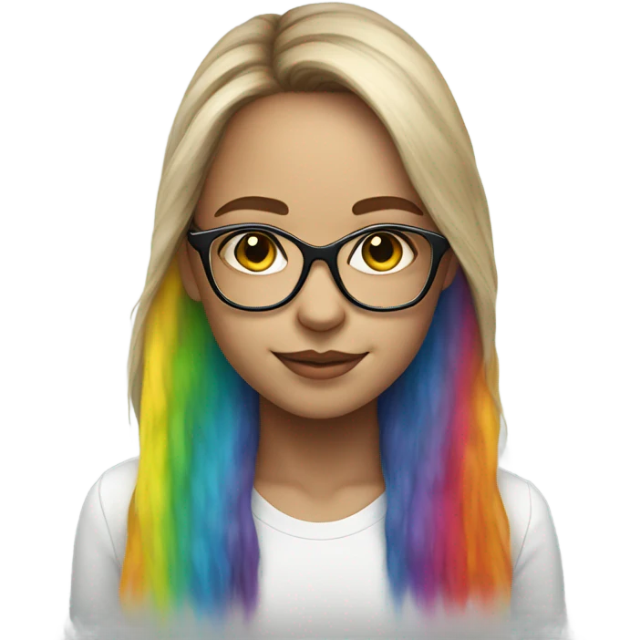 girl in glasses rainbow portrait white emoji