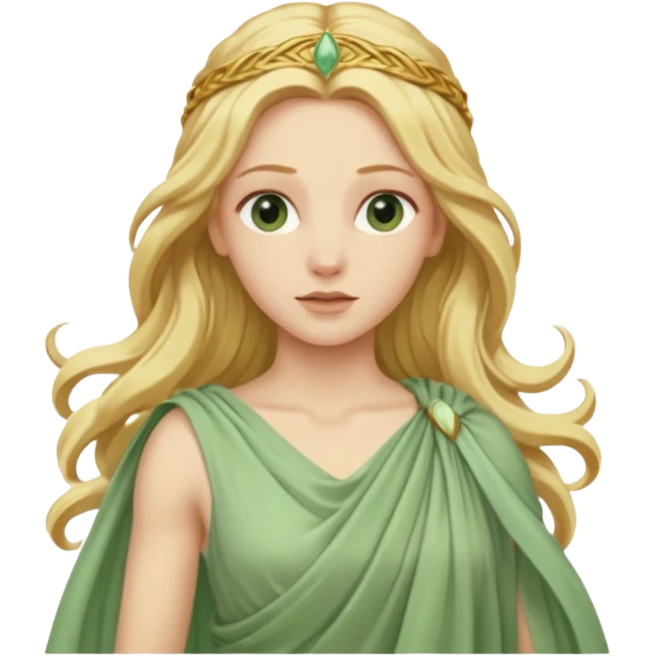 Terra, Earth Goddess from Rome Mythology with long golden blonde hair, pale green outfit emoji