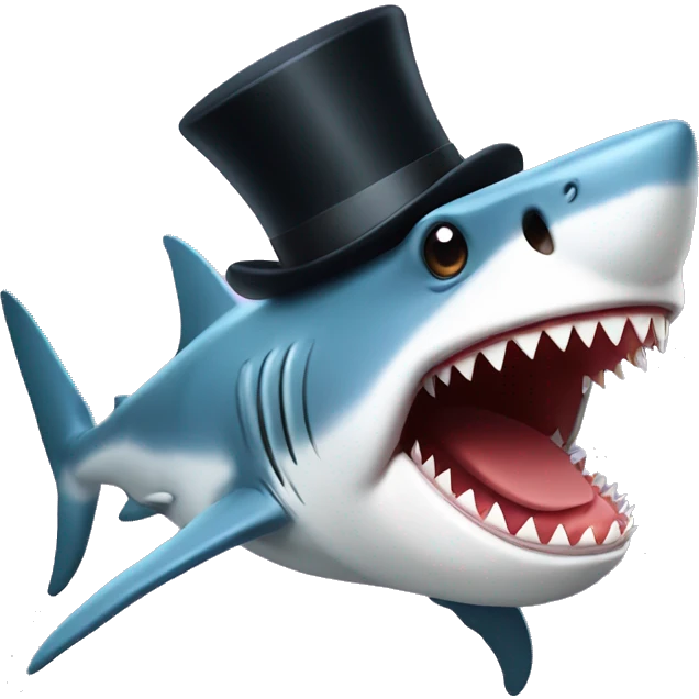 Shark with a top hat emoji