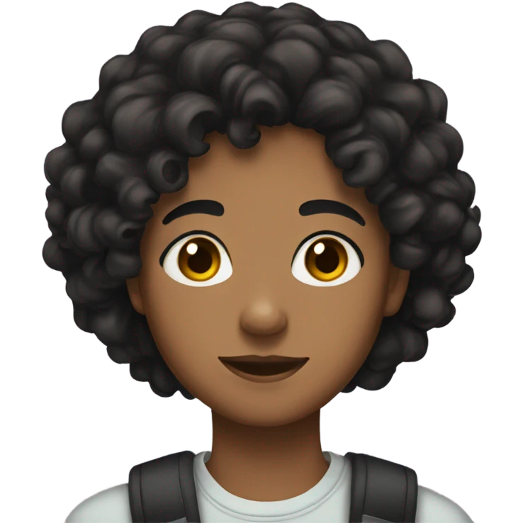 a brown skinned teenager with black curly hair and brown eyes  emoji