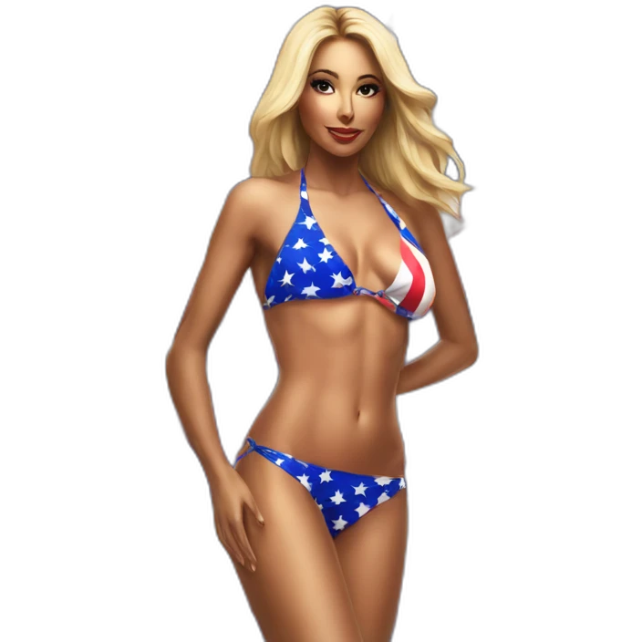 Sexy pose - woman wearing only American flag bikini poster emoji