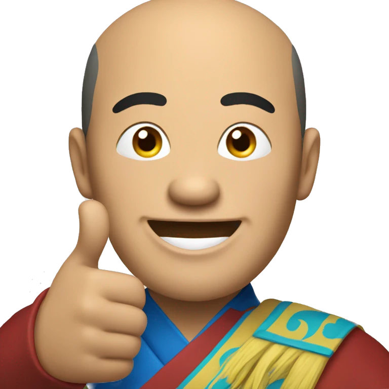 Smiling Mongolian man showing thumbs up  emoji