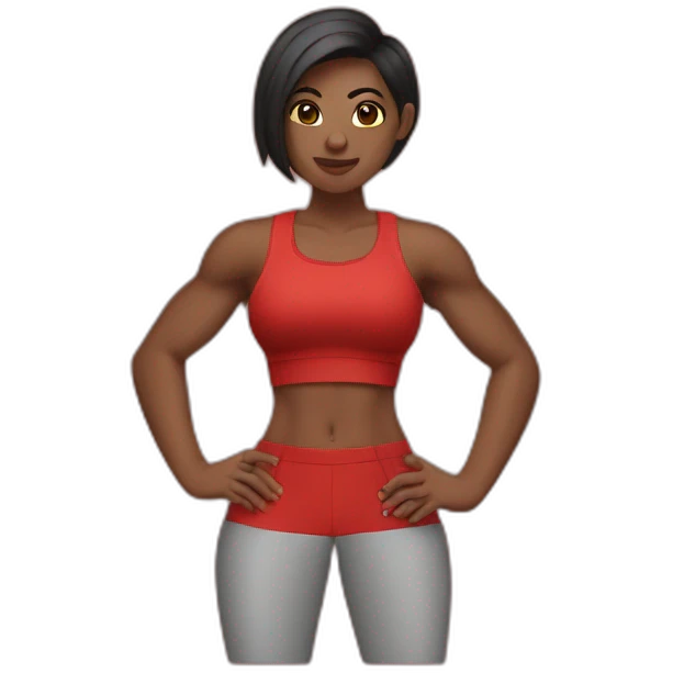 fit girl with abs biceps and red undercut emoji