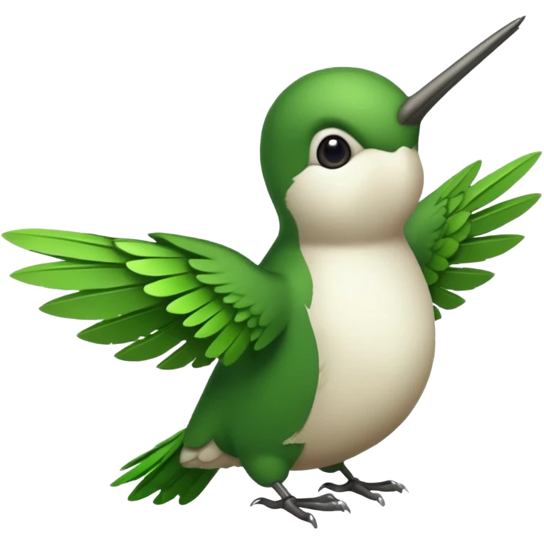 Chunky hummingbird that’s green with a white stomach emoji
