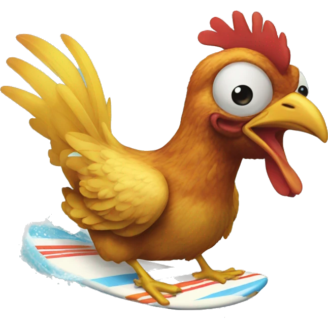 Surfing chicken emoji