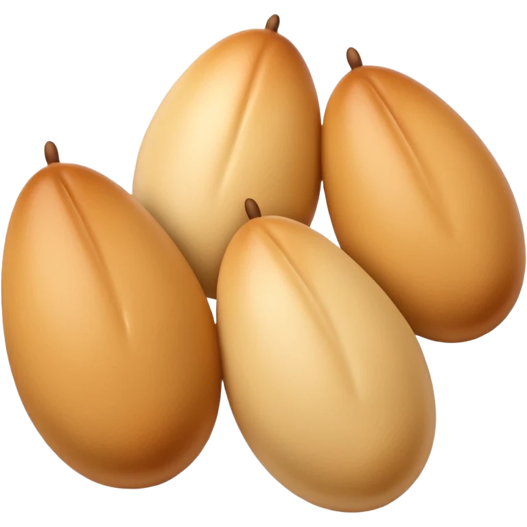 four plump smooth quenelles in a neat row, pale golden-beige, no plate or extras, soft lighting, subtle shadows, emoji scale emoji