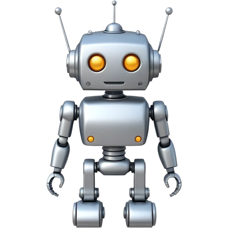 toy robot, simple and cute, metallic body, small antenna emoji
