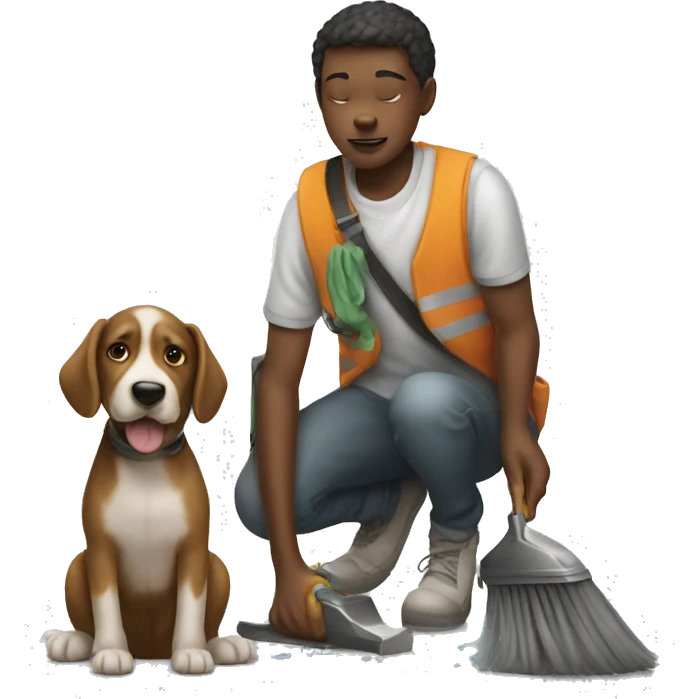 boy cleaning dog shot emoji