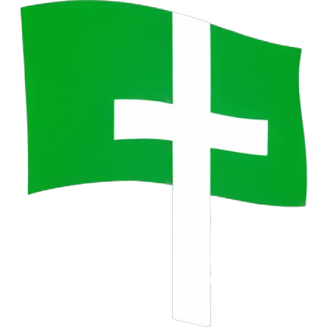 Flag emoji with a Christian cross in it in color green emoji