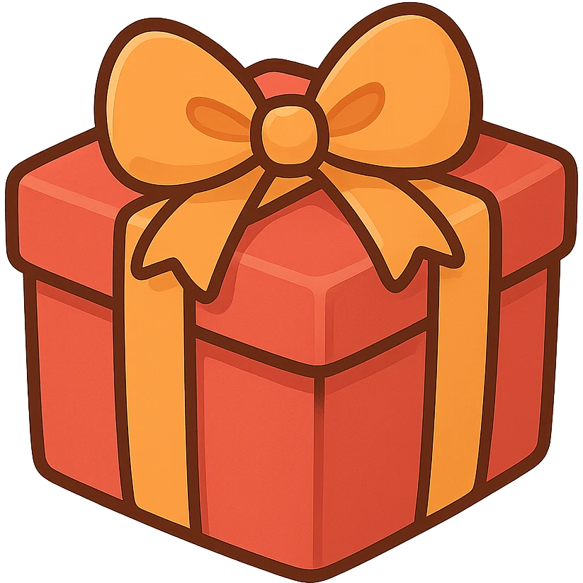 一个红色礼盒，橘色的丝带系着蝴蝶结 emoji
