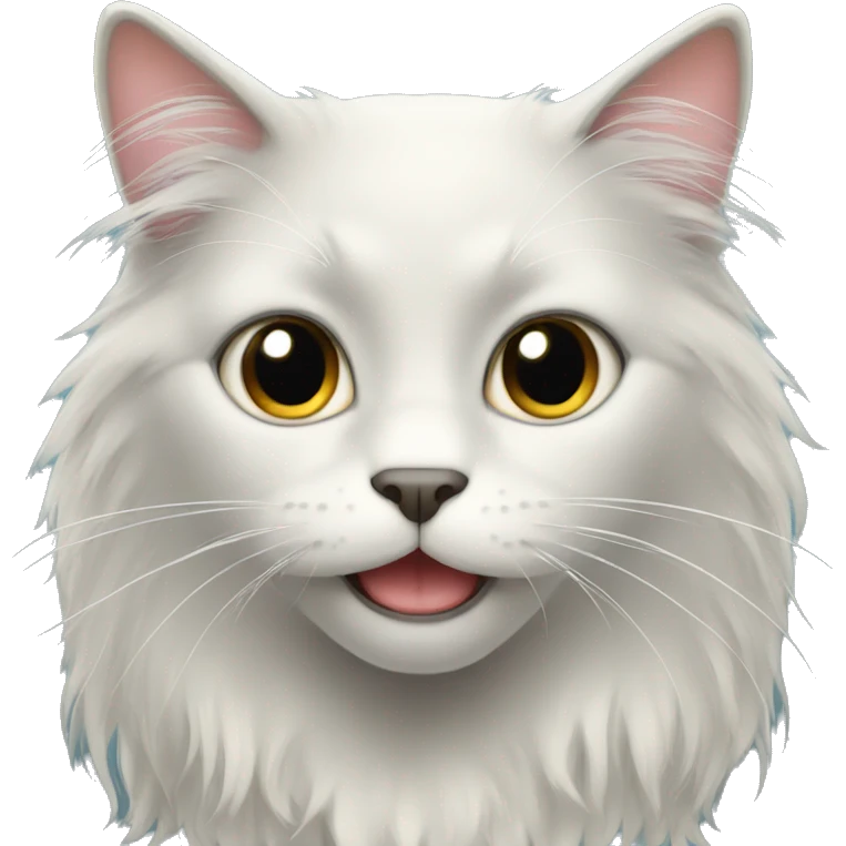 black cat domestic long-haired with white spot on the mouth emoji