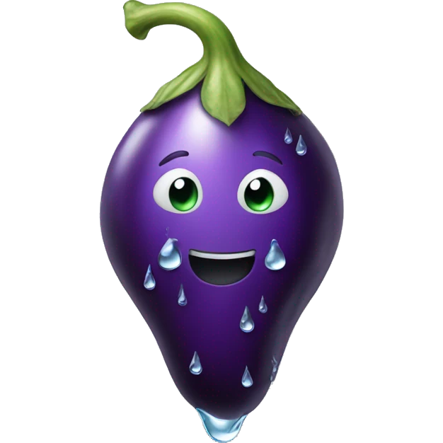 eggplant with water drops emoji