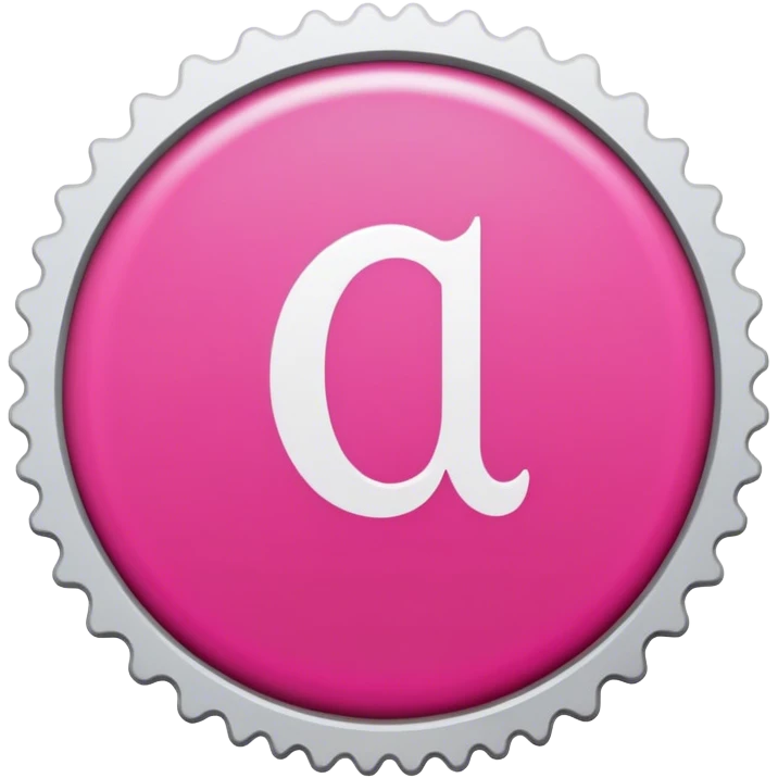 Create a stamp design with a pink circle and the letter 'T' in the center. emoji