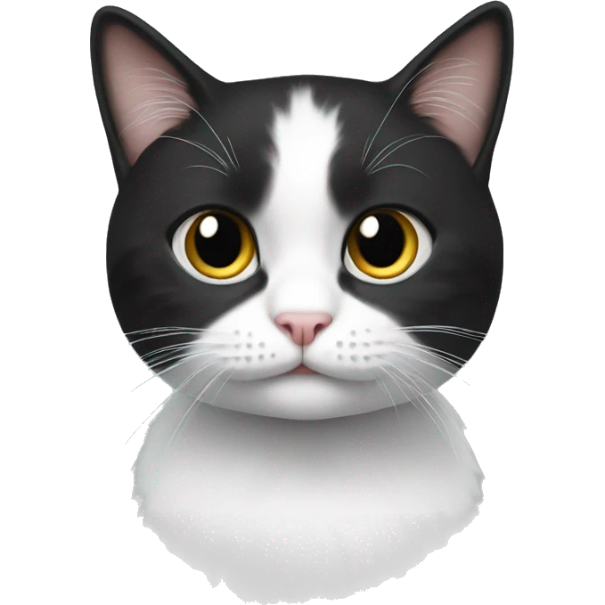 Cat black white googly  emoji