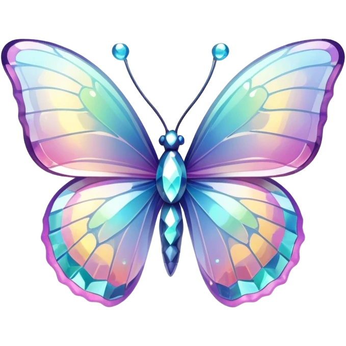Pastel sparkly glittery shiny iridescent glass crystal butterfly emoji