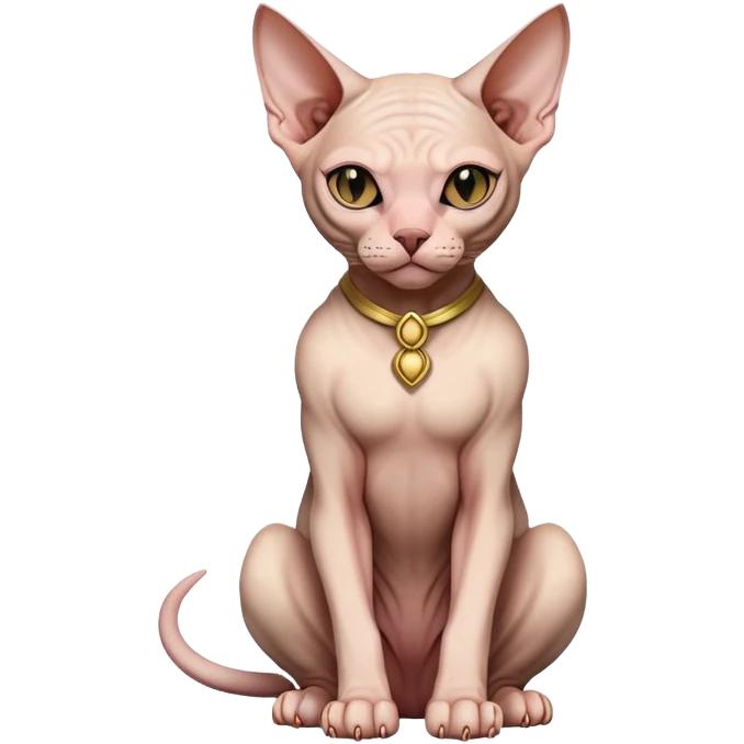 Sphynx cat full body sitting with a mask emoji