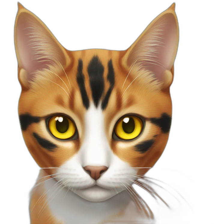 Orange black cat with yellow eyes and green pupils emoji