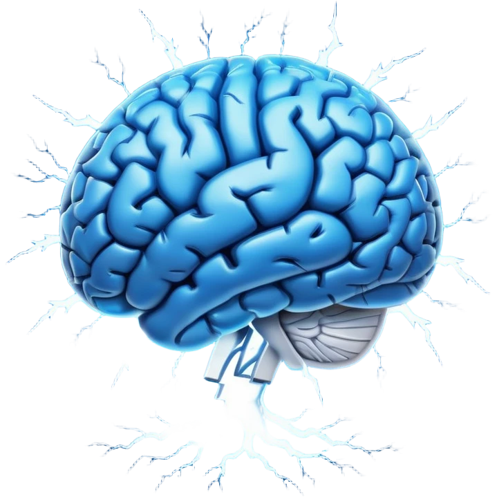 brain with lightning and swirling thoughts emoji