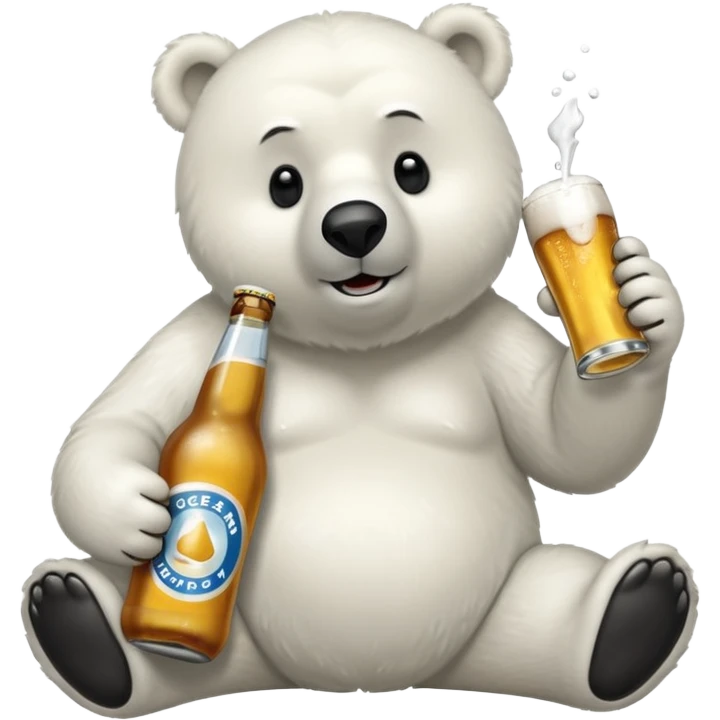 Oso polar tomando cerveza  emoji